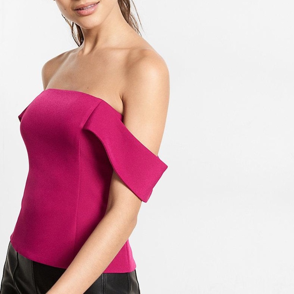 Express Fitted Off the Shoulder Top Shirt Tank - Picture 7 of 7